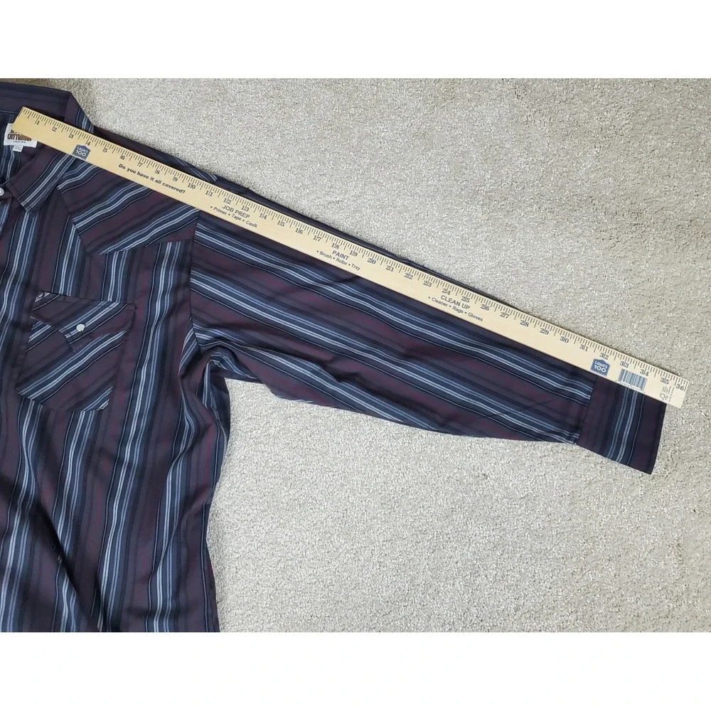 ELY Cattleman Western Shirt Men's Size XXL Pearl Snaps Long Sleeve‎ Stripe